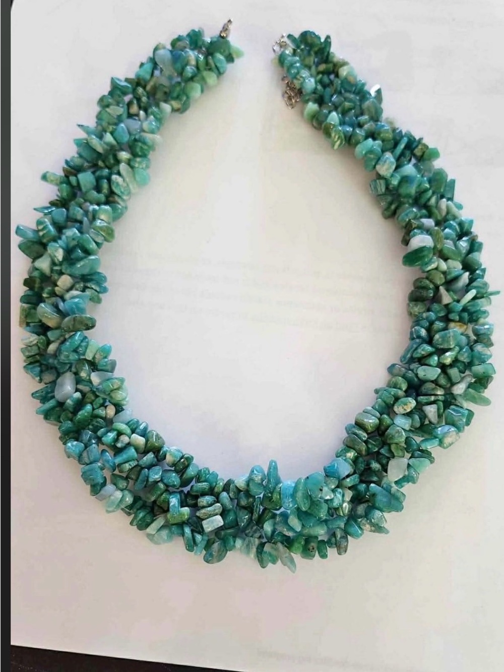 Turquoise Chip Strand Necklace - Green Aquamarine Beaded Jewelry